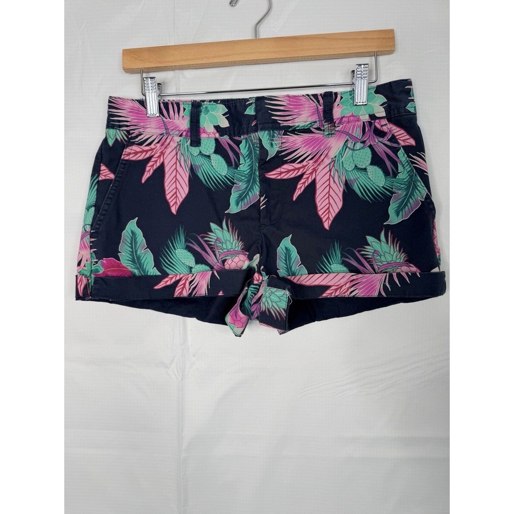 Gap Women's City Shorts Tropical Floral Navy‎ Magenta Sz 6 US